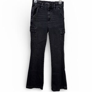 PAIGE Dion High Rise Cargo Jeans in Oblivion (Black Wash), 26, High Waist, Flare